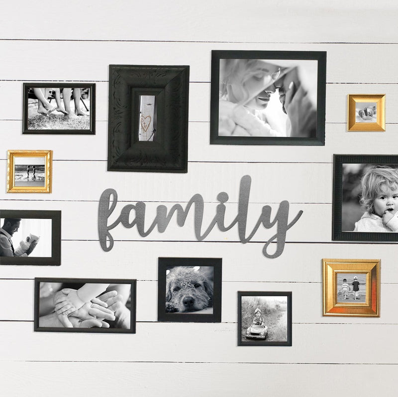 family Sign on wall with pictures