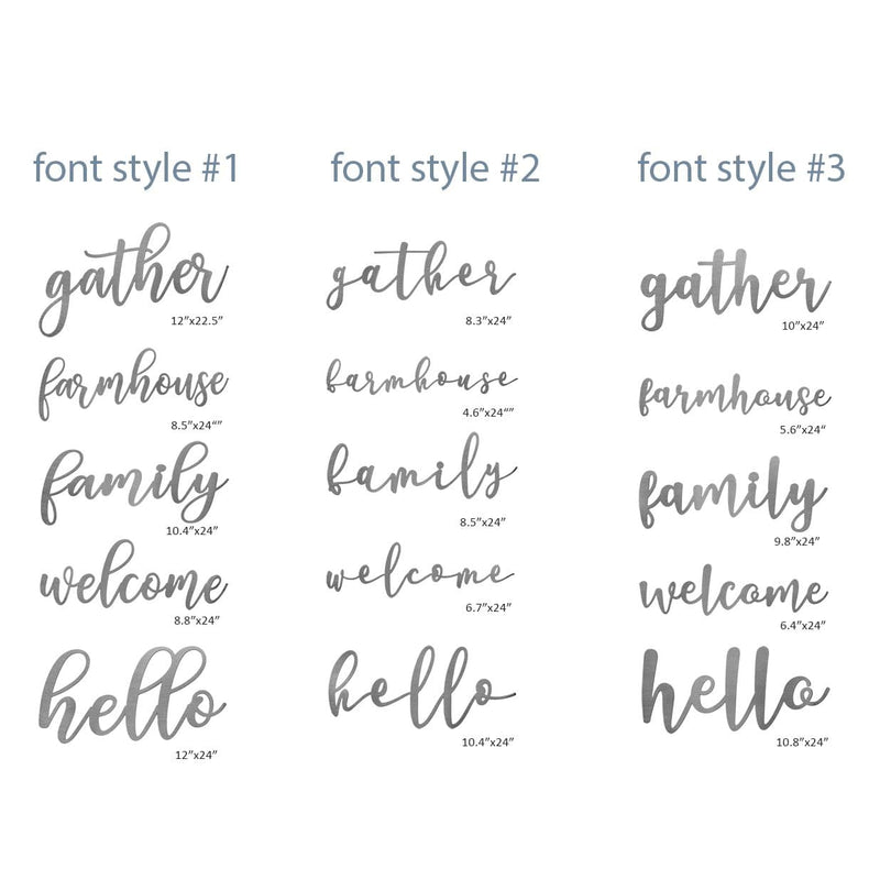 farmhouse wall words word and font style options