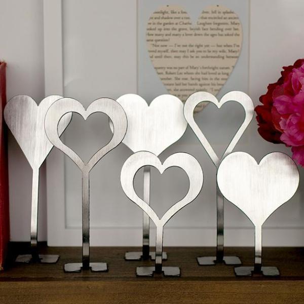 metal stand up heart set on mantle