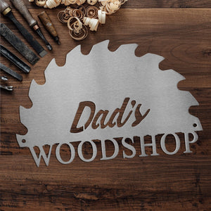 just for him personalized woodshop sign