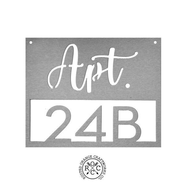 address plaque on wall apt style