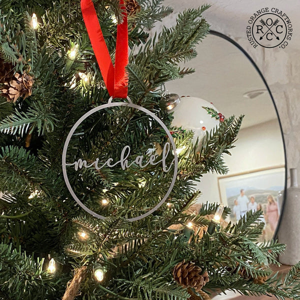 minimalist ornament on Christmas tree
