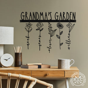 Rusted Orange Craftworks Co. Our Family Garden - Personalized Birth Month Flowers Family Name Sign Mother's Day Gift
