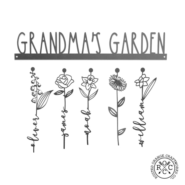 Rusted Orange Craftworks Co. Our Family Garden - Personalized Birth Month Flowers Family Name Sign Mother's Day Gift