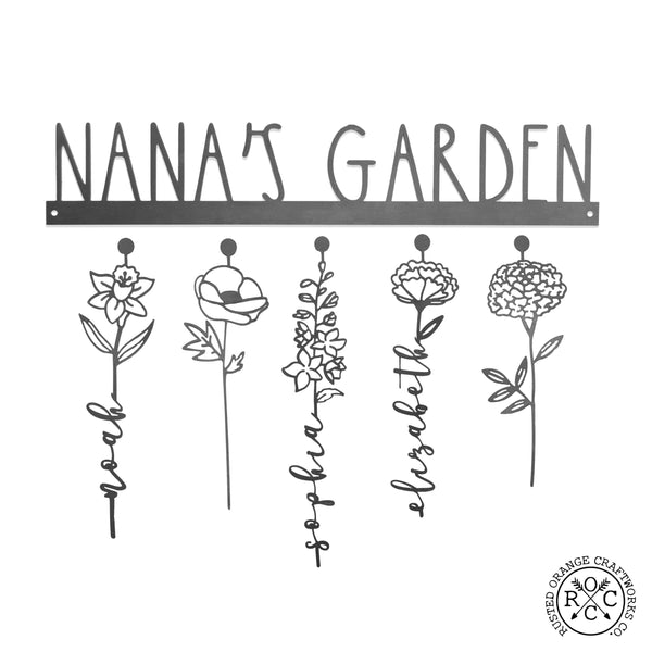 Rusted Orange Craftworks Co. Our Family Garden - Personalized Birth Month Flowers Family Name Sign Mother's Day Gift