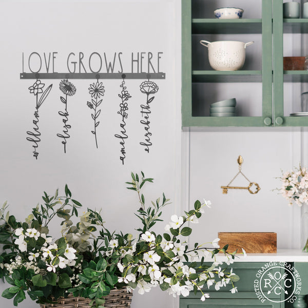 Rusted Orange Craftworks Co. Our Family Garden - Personalized Birth Month Flowers Family Name Sign Mother's Day Gift