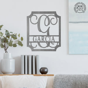 Rusted Orange Craftworks Co. Posters, Prints, & Visual Artwork Embellished Monogram 12" - Personalized Metal Family Name Sign Home Decor