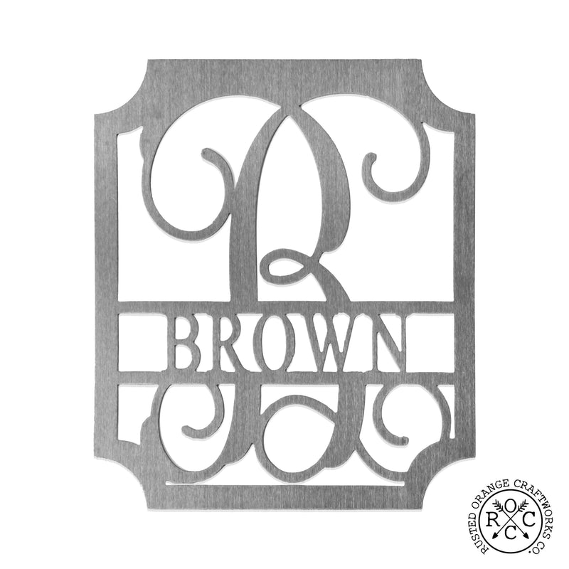 Rusted Orange Craftworks Co. Posters, Prints, & Visual Artwork Embellished Monogram 16" - Personalized Metal Family Name Sign Home Decor