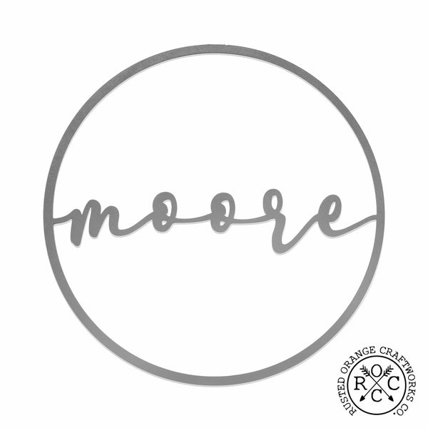 Rusted Orange Craftworks Co. Posters, Prints, & Visual Artwork Minimalist Custom Circle 2 Styles - Script Personalized Metal for Home Decor