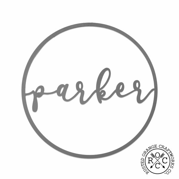 Rusted Orange Craftworks Co. Posters, Prints, & Visual Artwork Minimalist Custom Circle 2 Styles - Script Personalized Metal for Home Decor
