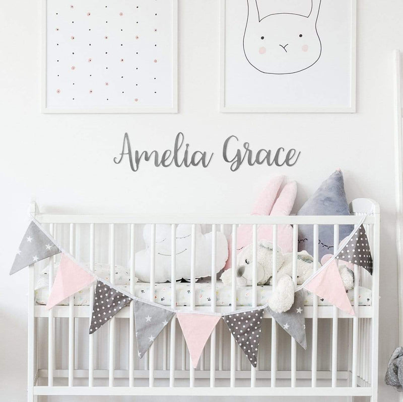 Amelia grace sign on wall above crib
