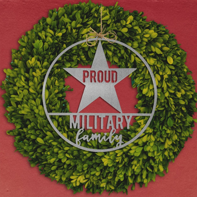 military sign on front door wreath