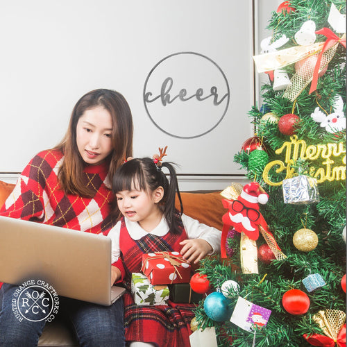 Rusted Orange Craftworks Co. Seasonal & Holiday Decorations 11.5 inch / Cheer Special Offer Minimalist Christmas Greetings - Round Metal Holiday Sign for Front Door