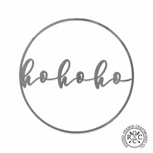 Rusted Orange Craftworks Co. Seasonal & Holiday Decorations 11.5 inch / HoHoHo Minimalist Christmas Greetings - Round Metal Holiday Sign for Front Door