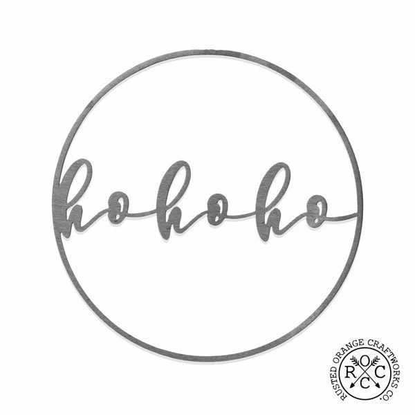 Rusted Orange Craftworks Co. Seasonal & Holiday Decorations 11.5 inch / HoHoHo Special Offer Minimalist Christmas Greetings - Round Metal Holiday Sign for Front Door