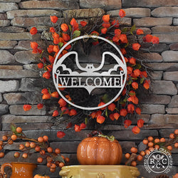 Rusted Orange Craftworks Co. Seasonal & Holiday Decorations Bat / 12 inch Autumn Leaves and Pumpkin Please Collection - Halloween Wall Decor