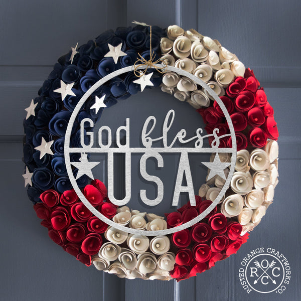 Rusted Orange Craftworks Co. Seasonal & Holiday Decorations Minimalist Summer Greetings - Patriotic or Summer Metal Sign for Front Door Wreath