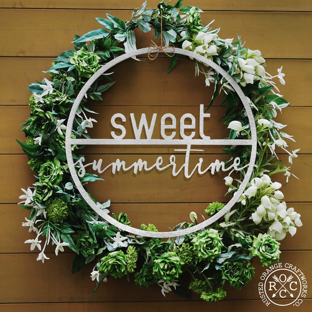 Rusted Orange Craftworks Co. Seasonal & Holiday Decorations Minimalist Summer Greetings - Patriotic or Summer Metal Sign for Front Door Wreath