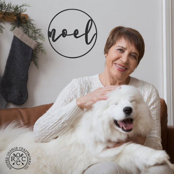 Rusted Orange Craftworks Co. Seasonal & Holiday Decorations Special Offer Minimalist Christmas Greetings - Round Metal Holiday Sign for Front Door