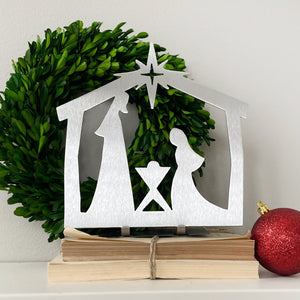 nativity scene on mantle