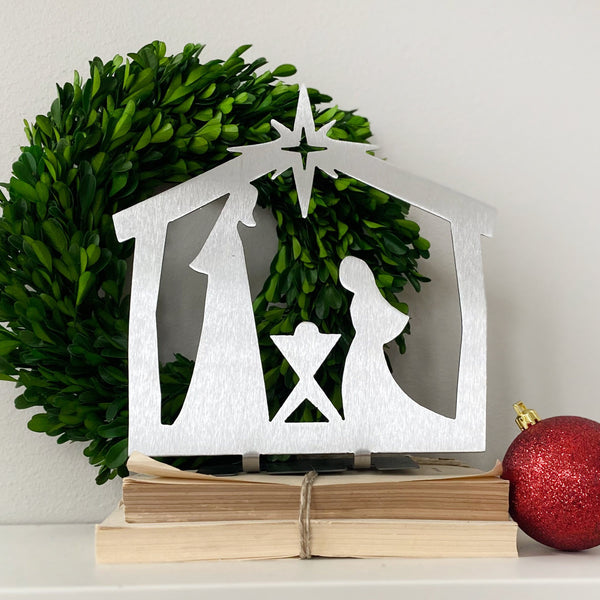 nativity scene on mantle