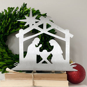 nativity scene on mantle