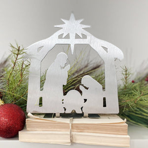nativity scene on mantle