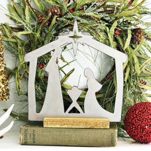 nativity scene on mantle