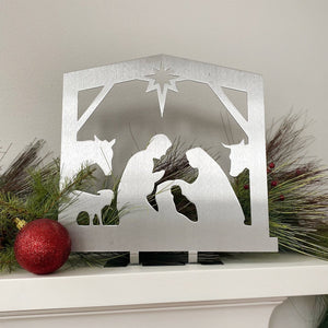 nativity scene on mantle