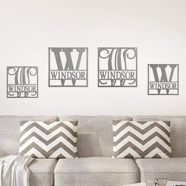 monogram signs on wall