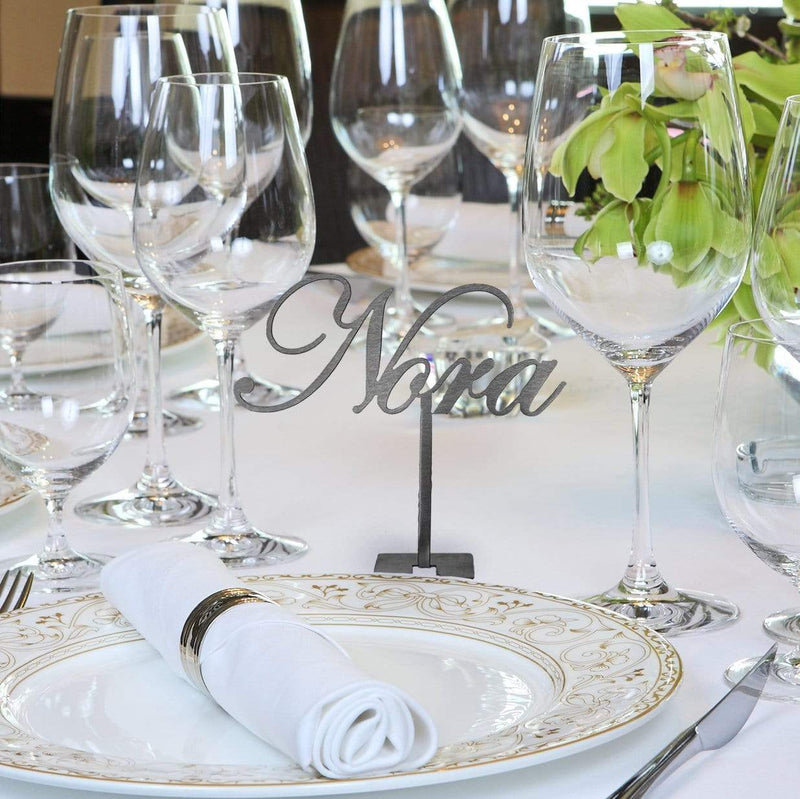 standing name sign on fancy table