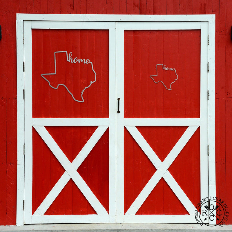 texas state sign on barn door