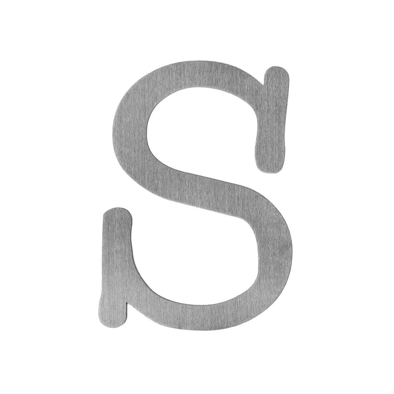 Metal letter S decoration shown against white background.