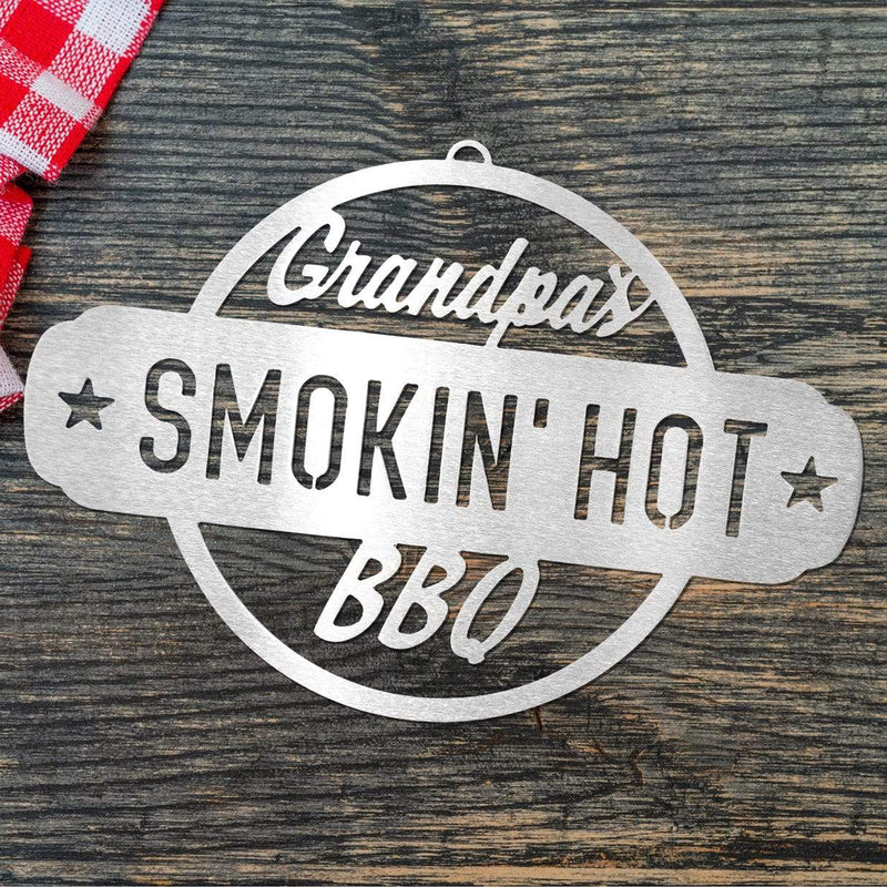 smoking hot bbq plaque on table