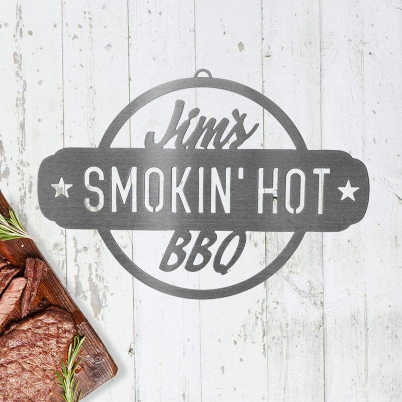 smokin hot bbq plaque on table
