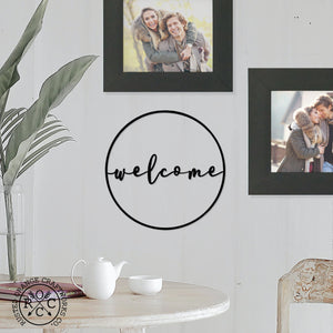 Rusted Orange Craftworks Co. Wreaths & Garlands 11.5 inch / Script / Black Powder Coat Special Offer Welcome Circle Greeting - Welcome Home Outdoor Sign for Front Door