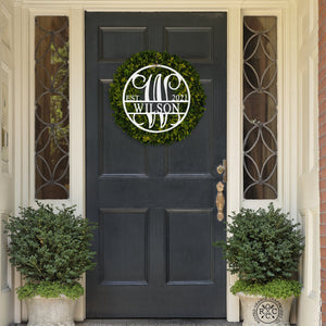 Rusted Orange Craftworks Co. Wreaths & Garlands 15" Established Circle Name and Date Monogram - Custom Wreath Hanger Wall Decor