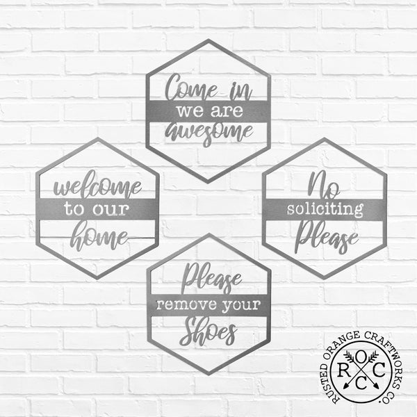 Rusted Orange Craftworks Co. Wreaths & Garlands Hexagon Door Greetings - Welcome to Our Home Modern Rustic Word Art