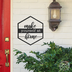 Rusted Orange Craftworks Co. Wreaths & Garlands Make yourself at home Hexagon Door Greetings - Welcome to Our Home Modern Rustic Word Art